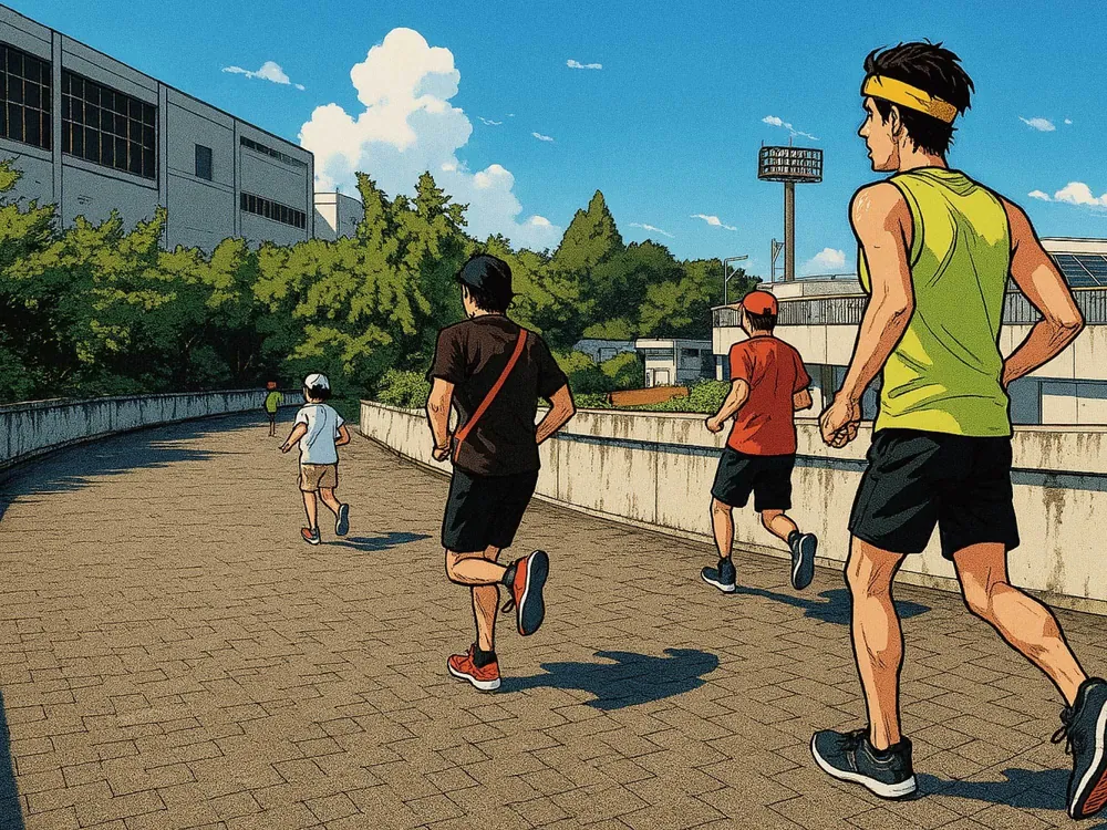 万博記念競技場周辺コースを走るランナー